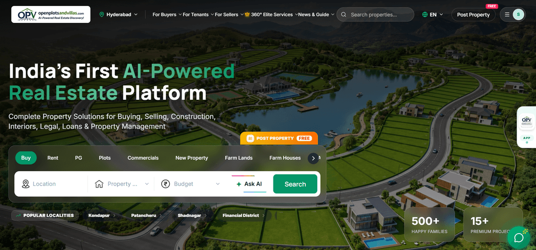 Open Plots and Villas Website